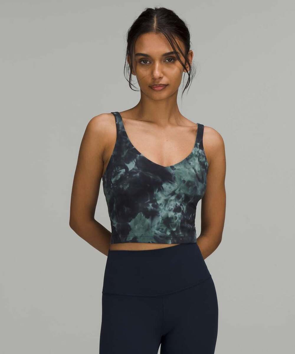 Lululemon Align Cropped Tank Top Diamond Dye Pitch Grey Alpine White Size 2